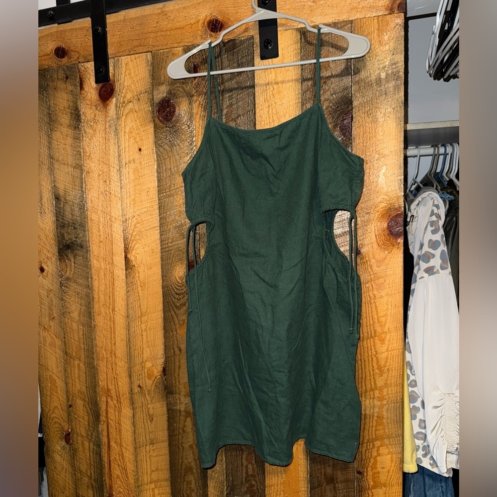 aerie Forest Green Mini Dress with Side Cutouts